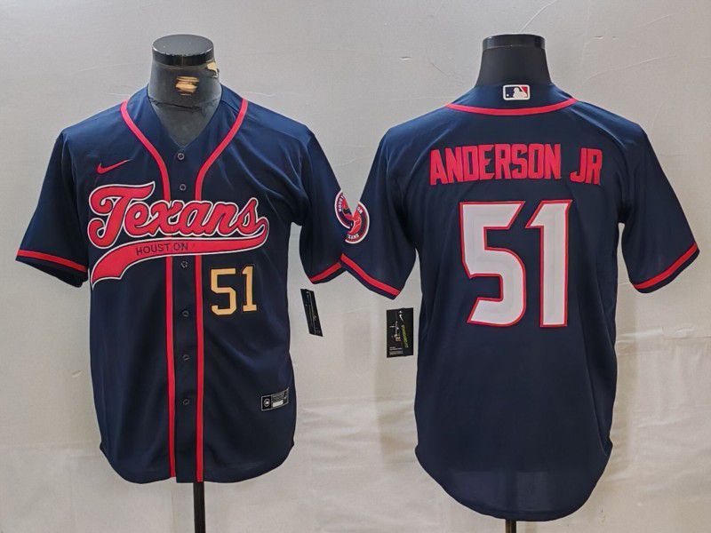 Men Houston Texans 51 Anderson Jr Blue Joint Name 2024 Nike Limited NFL Jersey style 2